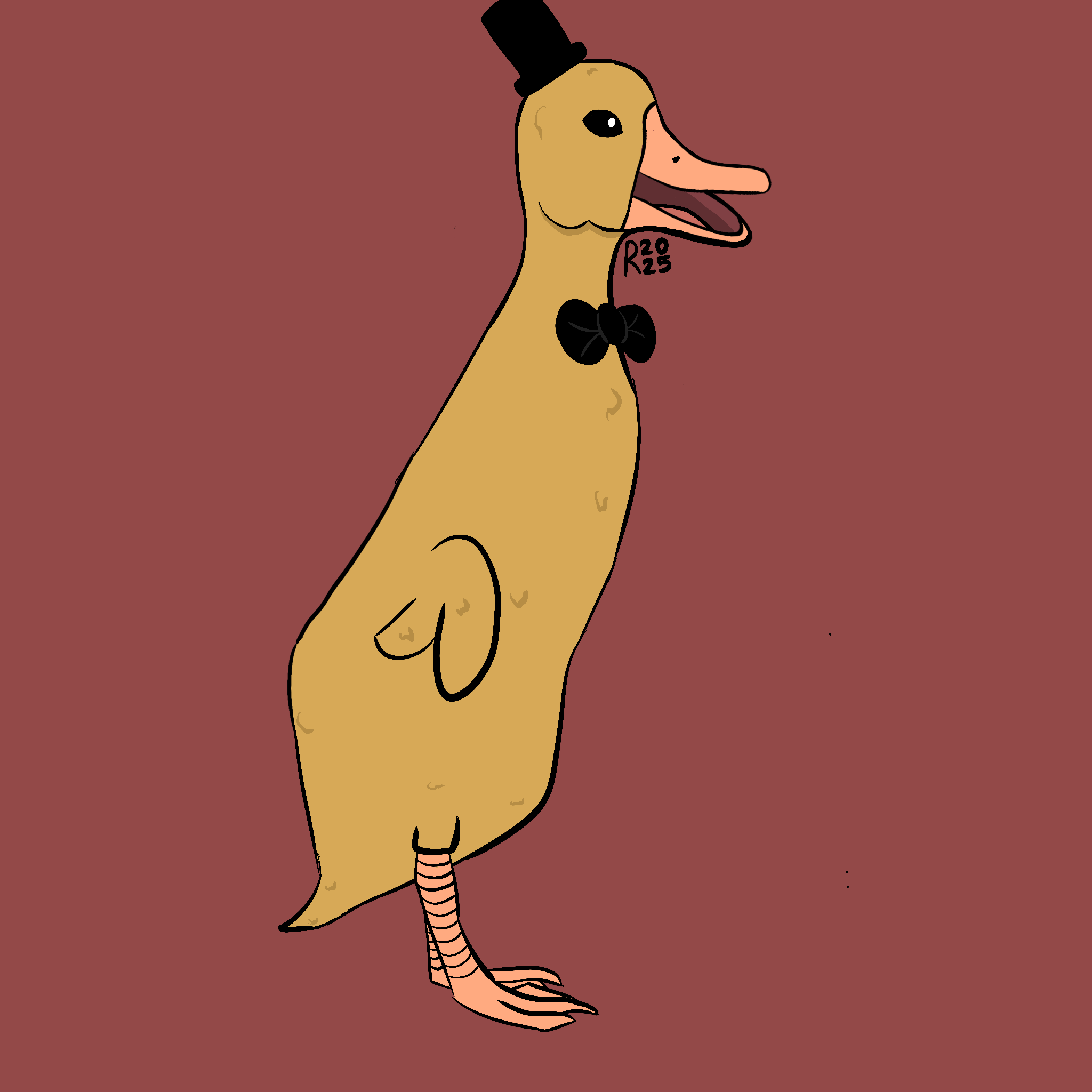 Duck with Bowtie Drawing