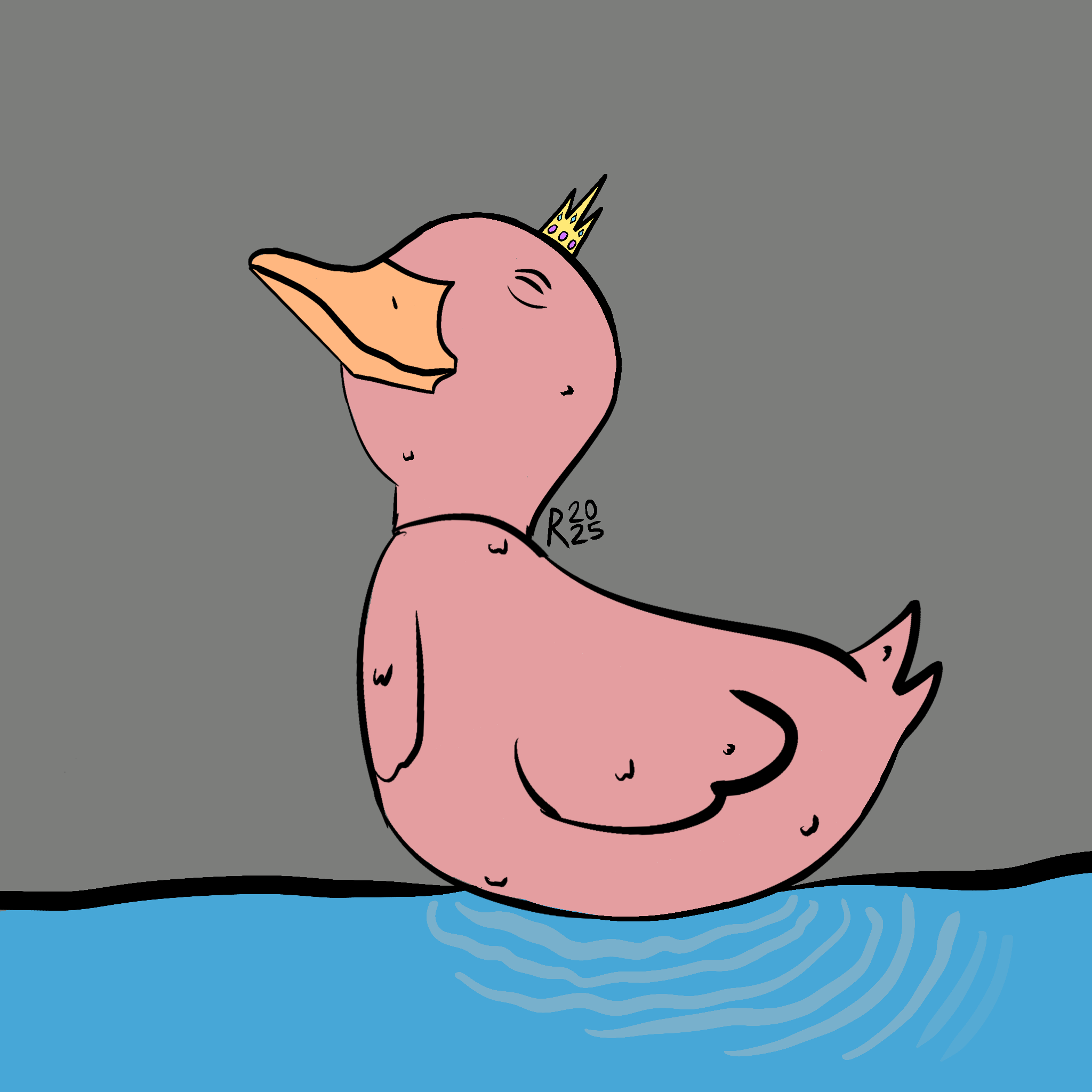 Duck with Crown Drawing