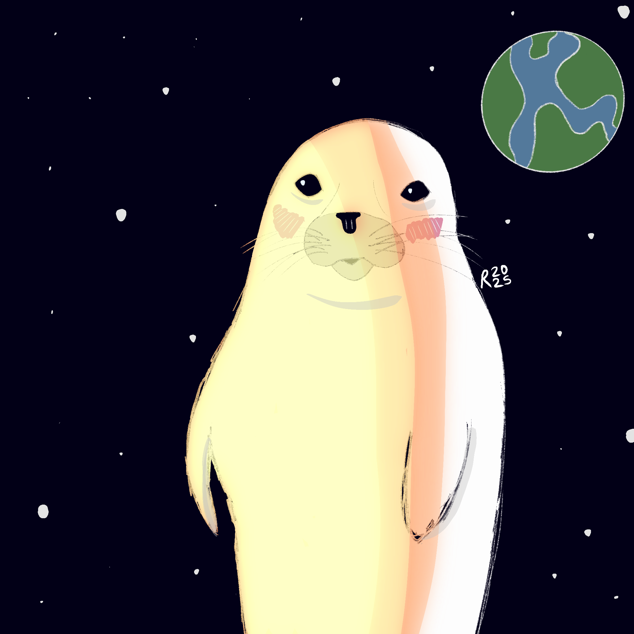 Seal in Space Drawing